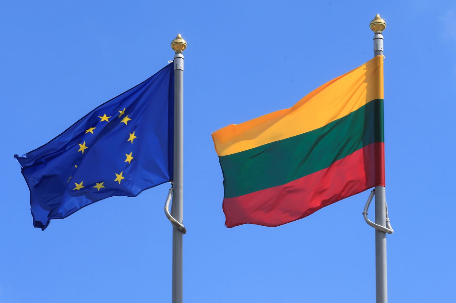 Leedu ja Euroopa Liidu lipud.