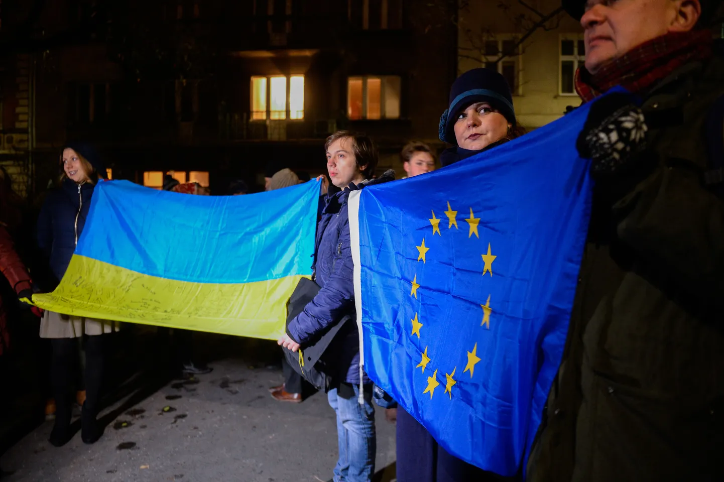 Флаги Украины и ЕС.