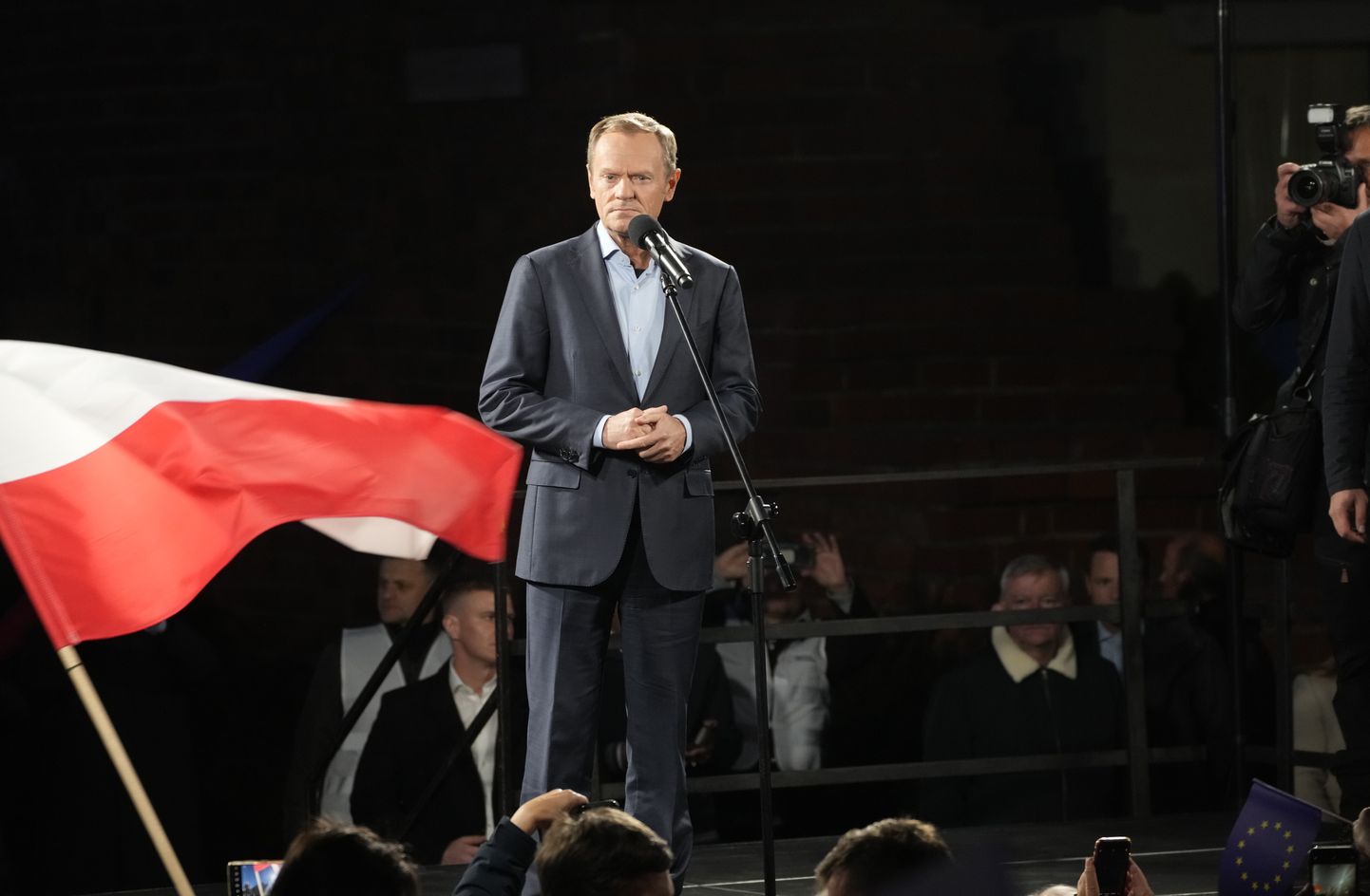 Endine Poola peamimister Donald Tusk meeleavaldusel Varssavis.