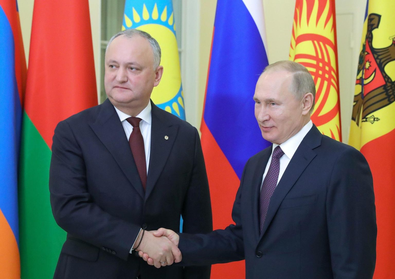 Moldova president Igor Dodon ja Venemaa riigipea Vladimir Putin. 