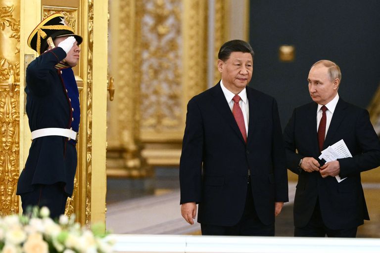 Си Цзиньпин и Путин в Кремле в марте 2023 года.