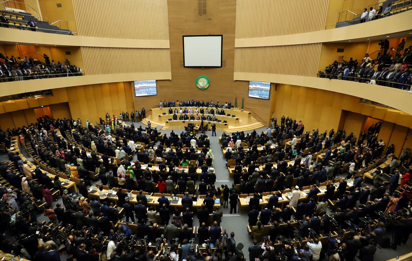 Aafrika Liidu riigipeade ja valitsusjuhtide istungi algus Etioopia pealinnas Addis Abebas 9. veebruaril 2020.