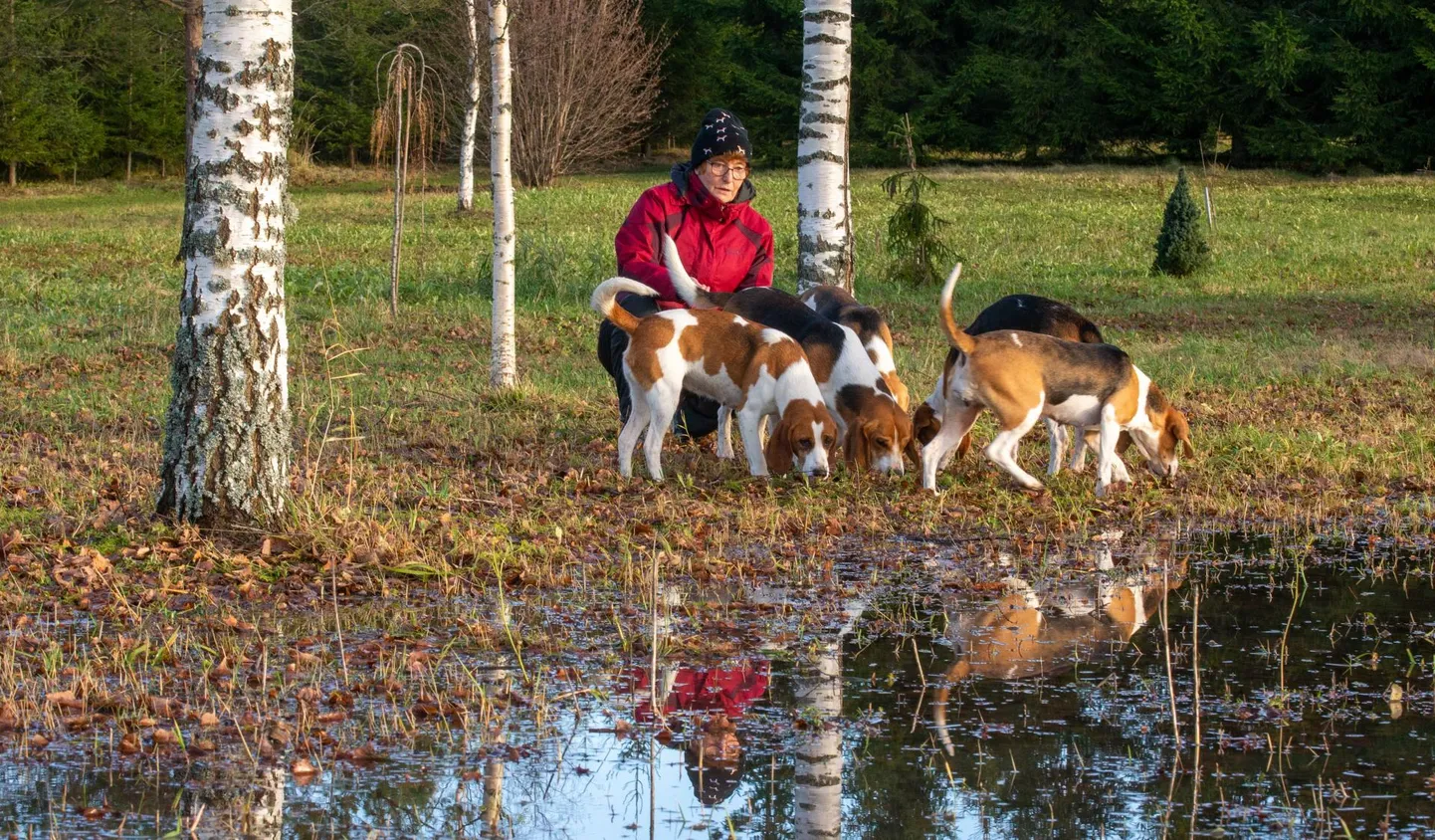 Märjamaa perearst Marika Hiiemaa oma Eesti hagijatega nonde kahehektarilisel jooksu- ja mängumaal.
