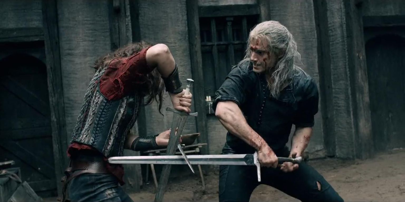 Telesarja «Witcher» võib kiita usutavate, kuid ka meelelahutuslike lähivõitlusstseenide eest. Pildil demonstreerivad seda Henry Cavill (vasakul) ja Emma Appleton. FOTO: Netflix