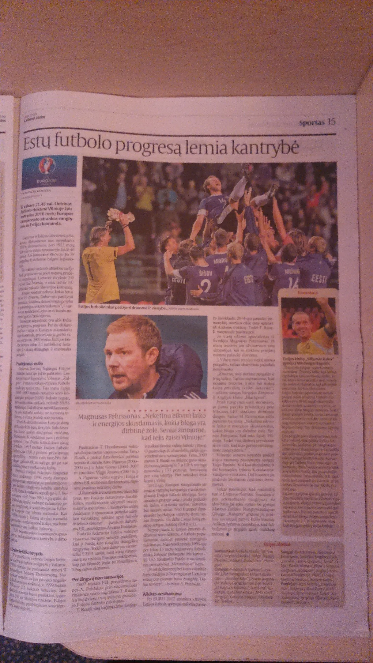 Leedu suurima päevalehe Lietuvos Rytas tänane spordikülg.