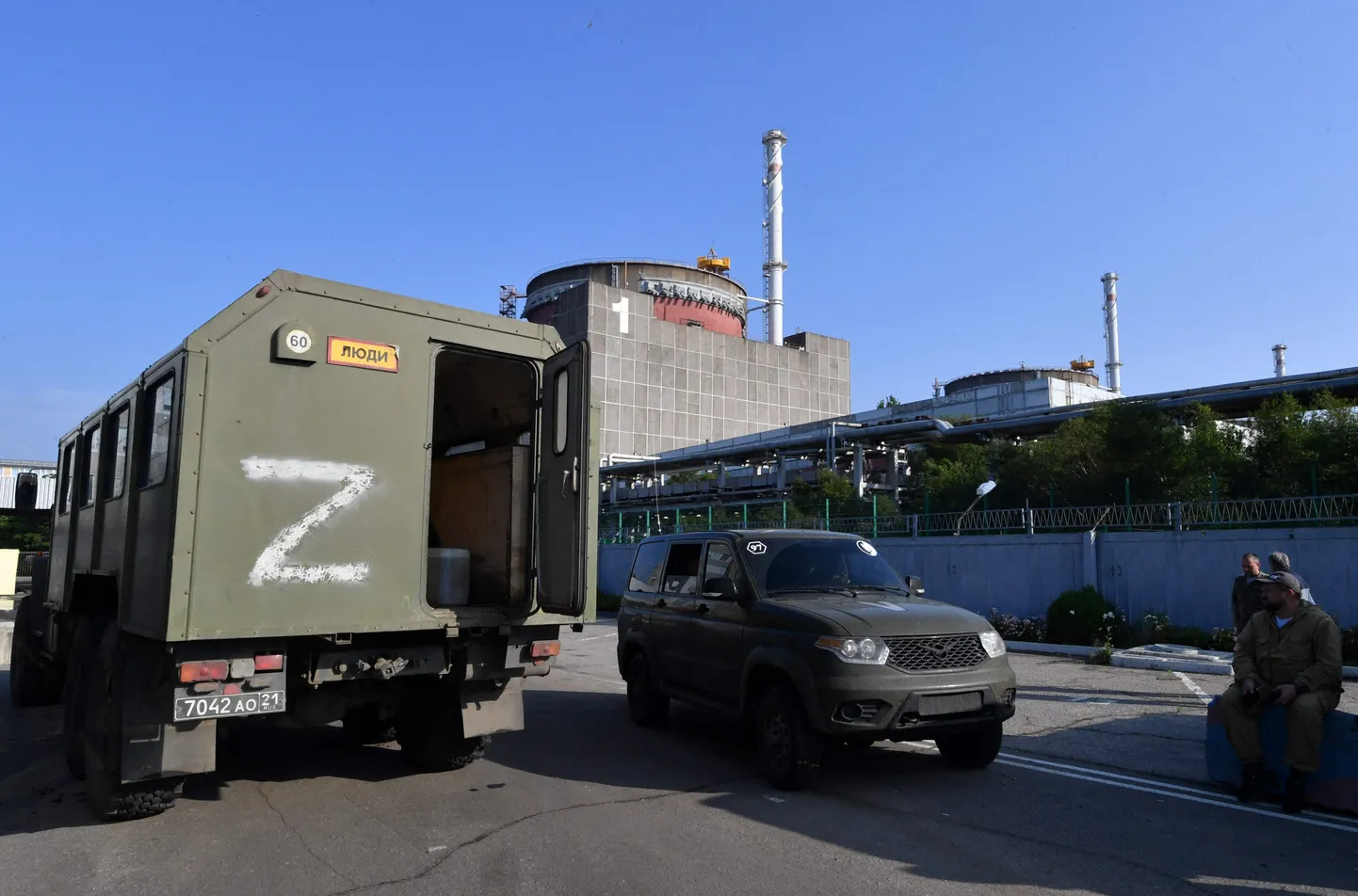 Krievijas kontrolē esošā Zaporižjas atomelektrostacija.
