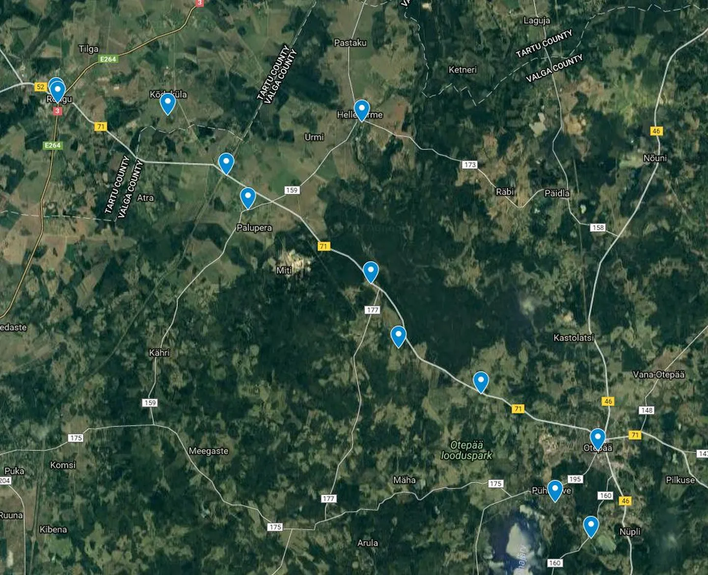 Käsitööteel osalevad asutused asuvad neis punktides.