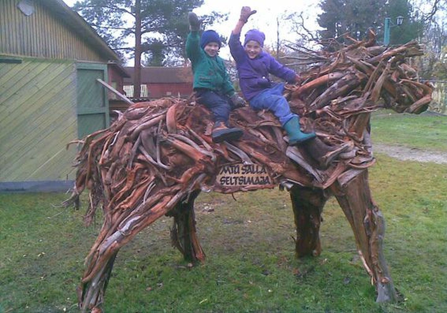 Salla hobuse esimesed “ratsanikud” olid Hando Kuntro tütar Kadri (paremal) ja poeg Kustav.