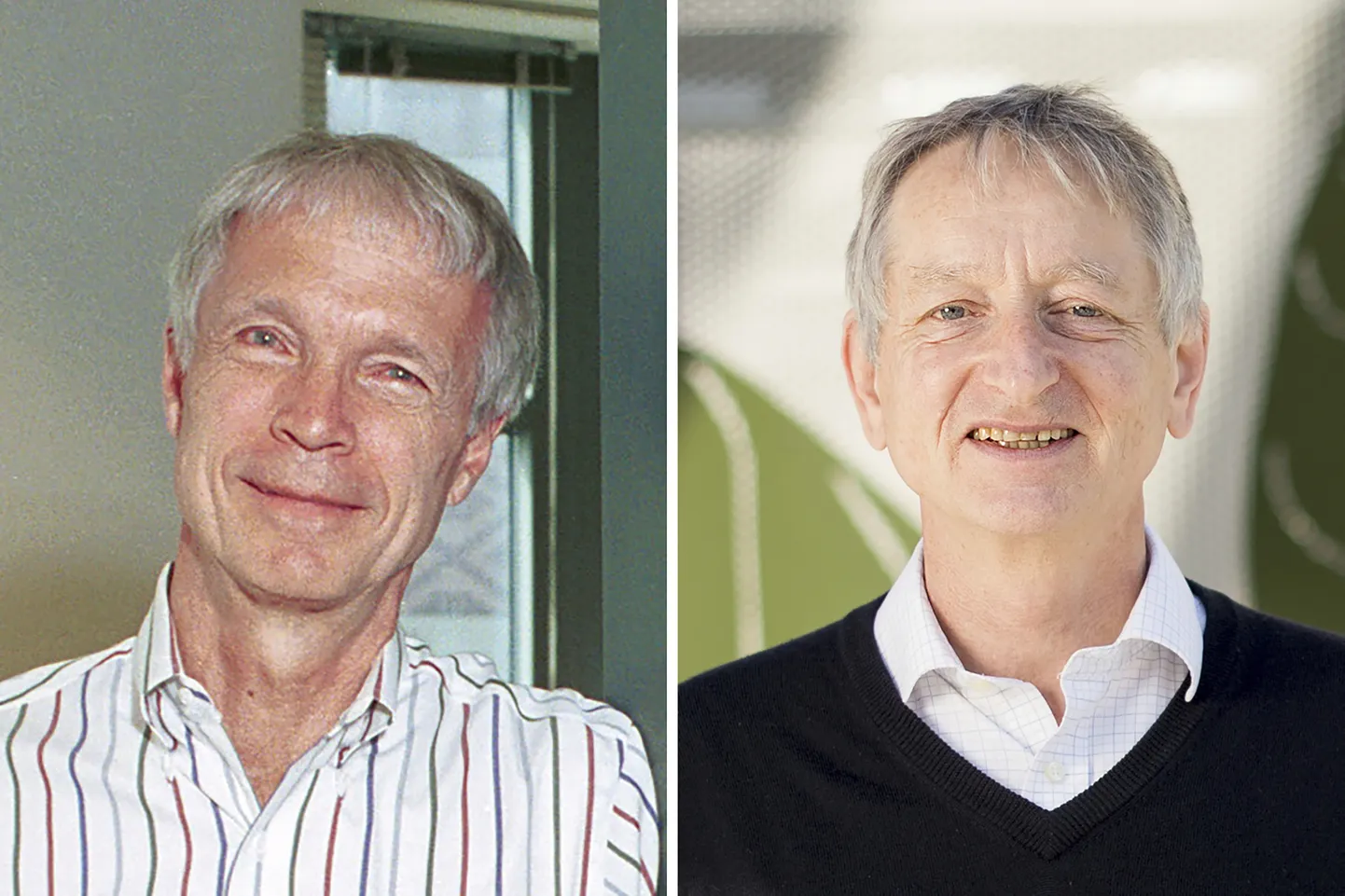 2024. aasta Nobeli füüsikapreemia võitjad Princetoni Ülikooli professor John Hopfield (vasakul) ja Toronto Ülikooli professor Geoffrey Hinton.