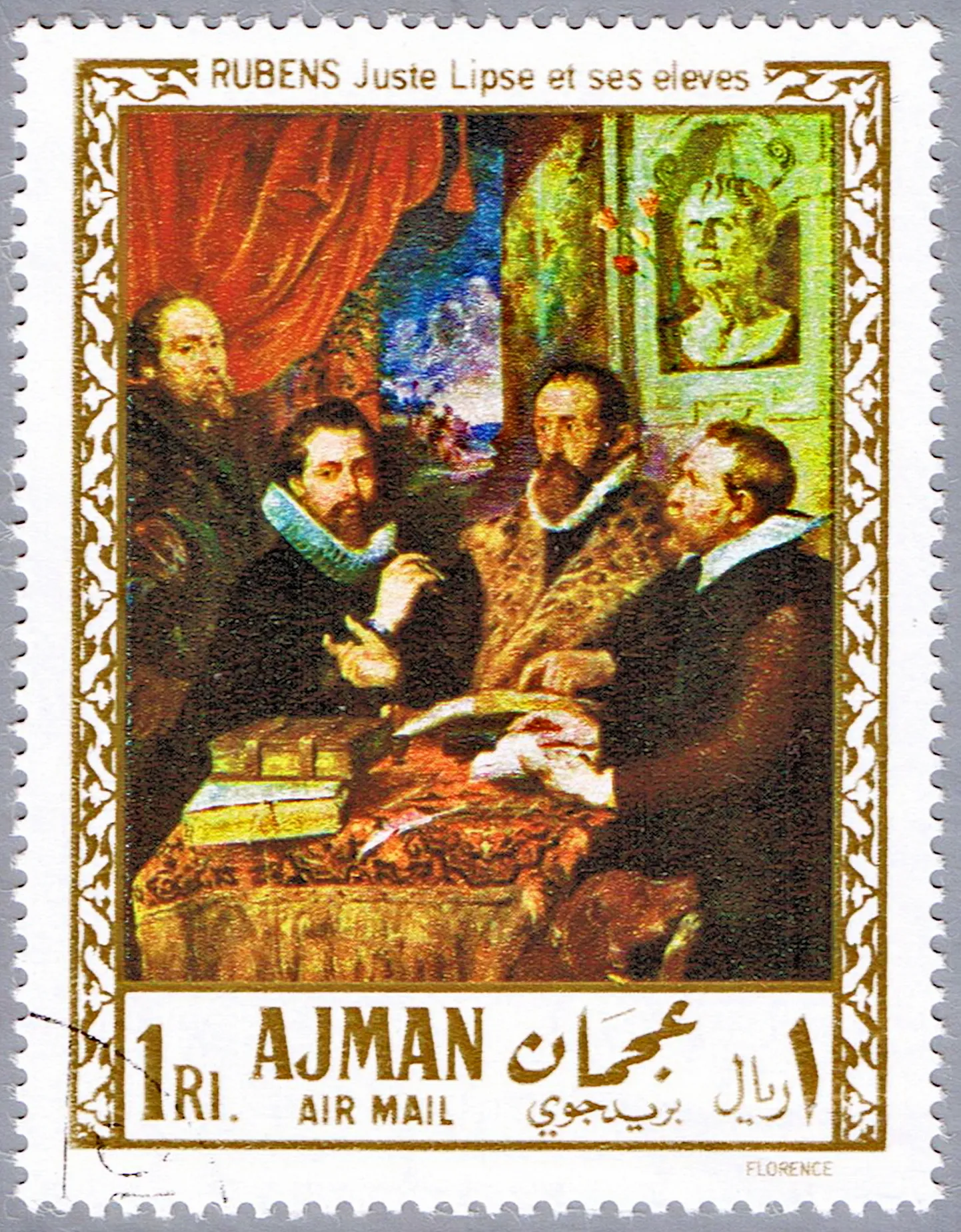 Postmark, millel on söör Peter Paul Rubensi maal - Justus Lipsius oma õpilastega, circa 1968.