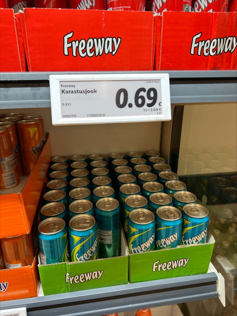 Цена лимонада Freeway в Эстонии