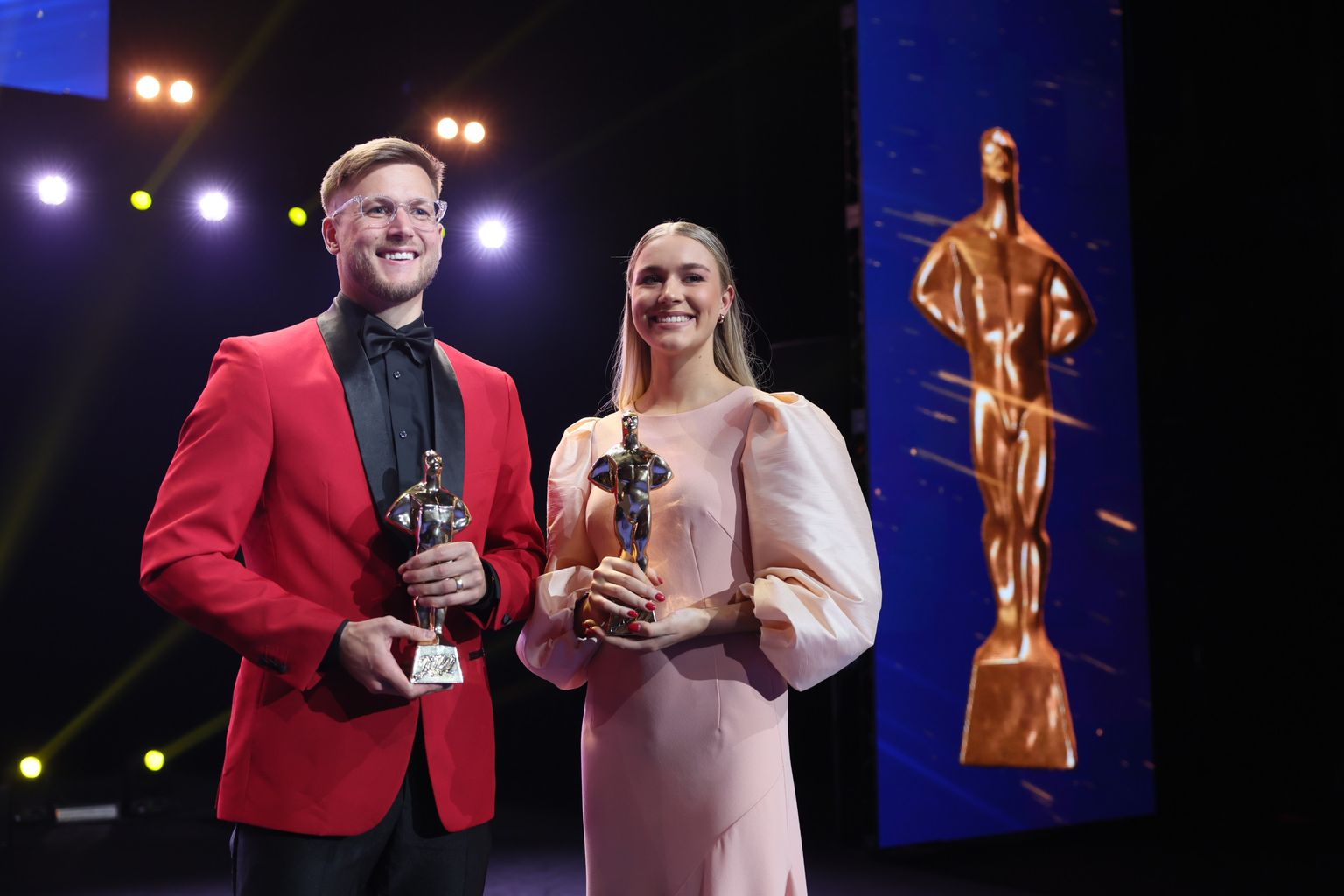 Aasta meessportlane Janek Õiglane ja aasta naissportlane Kelly Sildaru.