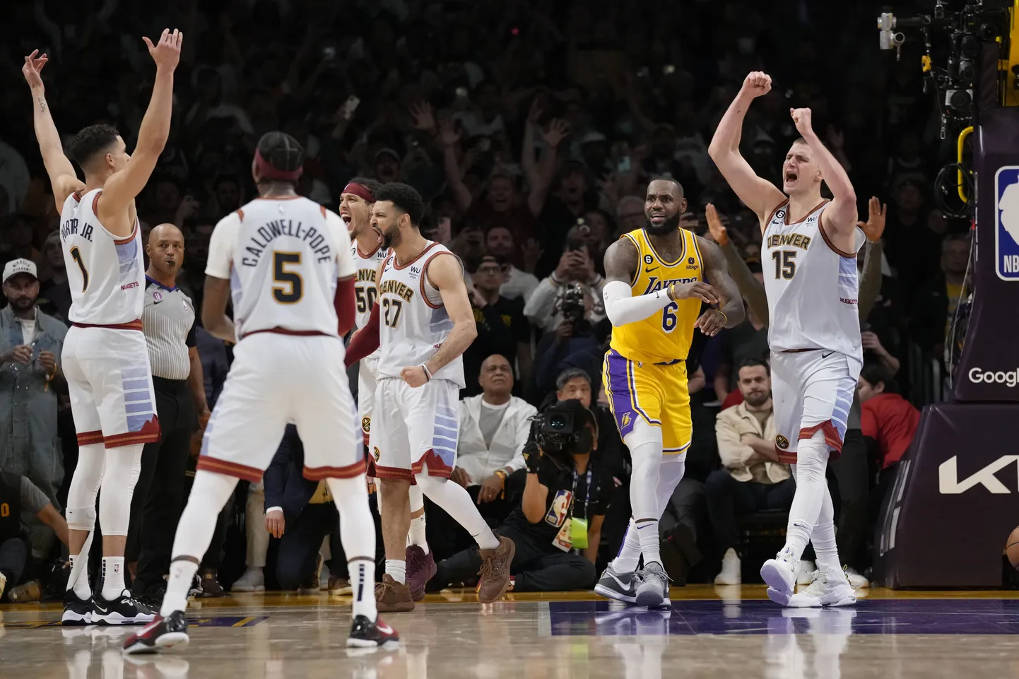 LeBron James (kollases) oli küll hiilgav, ent mitte piisavalt, sest NBA finaali on asja ikkagi Nuggetsil.
