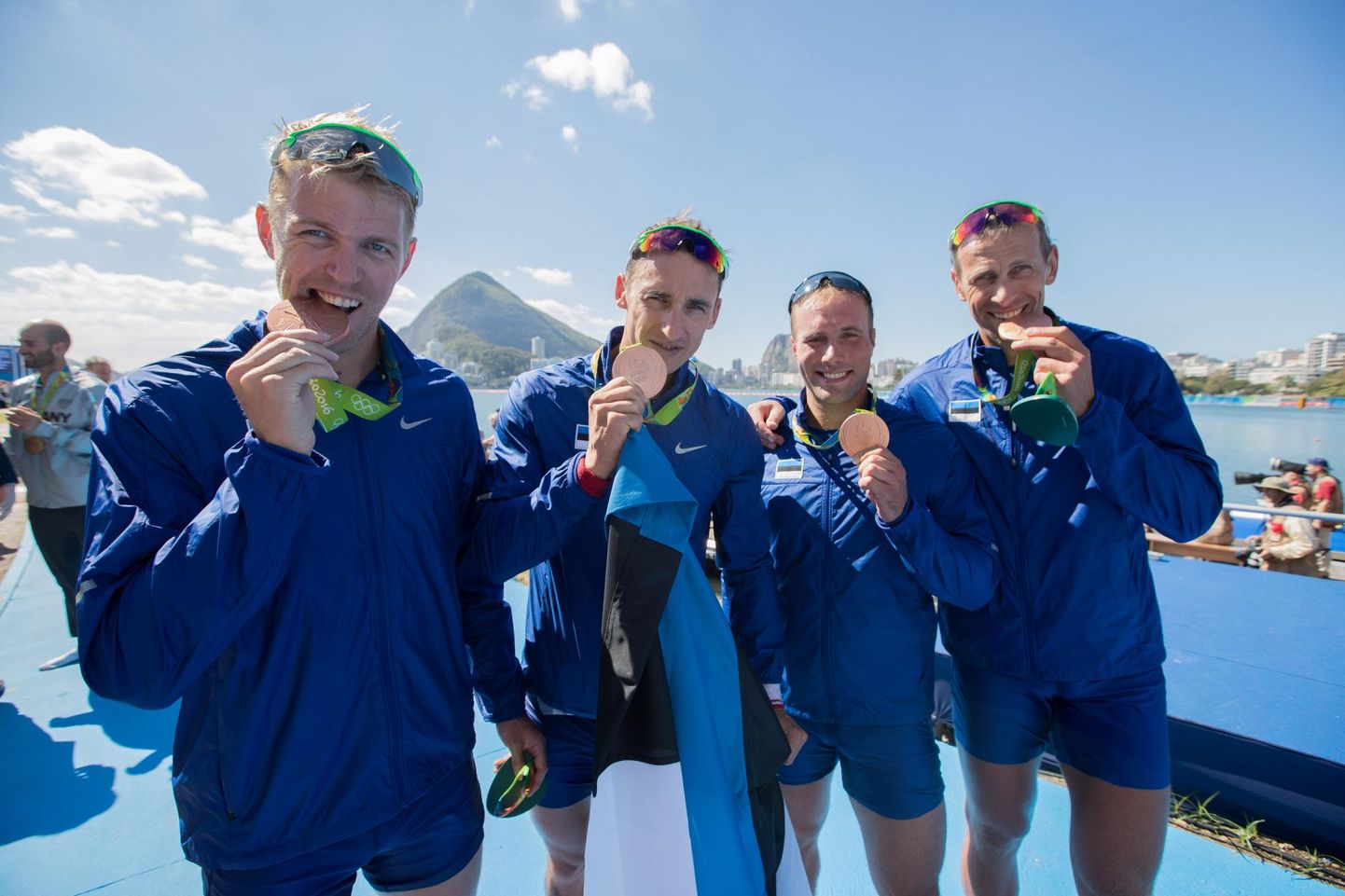 Pärnu jõel võtsid mõõtu kõik Rio olümpial pronksmedali teeninud sõudjad (vasakult): Kaspar Taimsoo, Allar Raja, Andrei Jämsä ja Tõnu Endrekson.