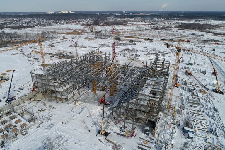 Jekaterinburgi veespordikeskus on ehitusjärgus. 1. märts 2021.