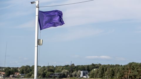 Stroomi rannas heisati lilla lipp, ujumine ei ole soovitatav