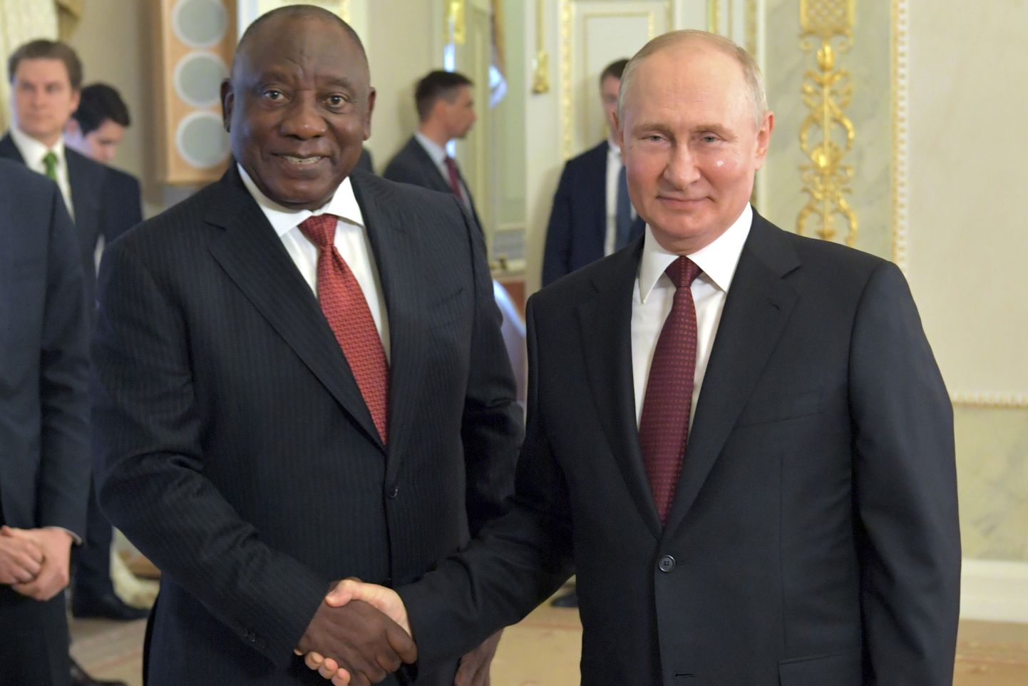 Президент ЮАР Сирил Рамапоса и президент РФ Владимир Путин.