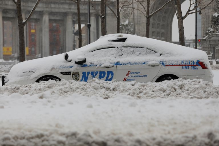 Lumme mattunud politseiauto New Yorgis.