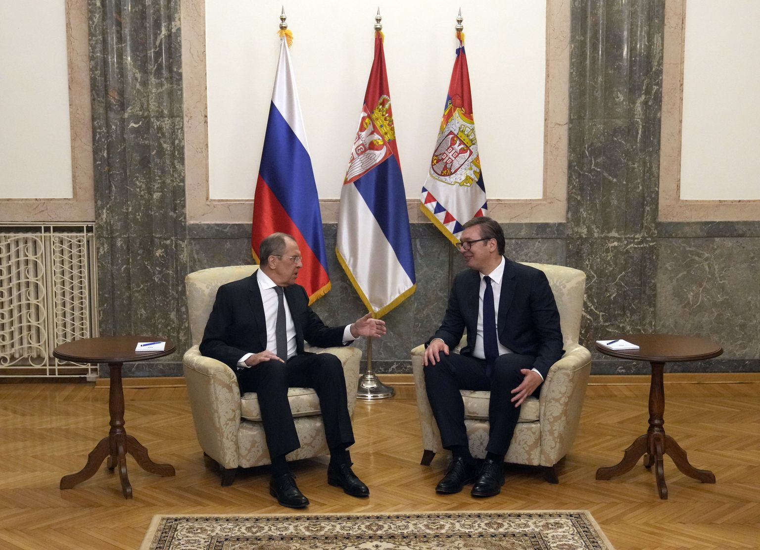 Vene välisminister Sergei Lavrov ja Serbia president Aleksandar Vučić kohtumisel 10. oktoobril 2021 Belgradis. Foto on illustratiivne.