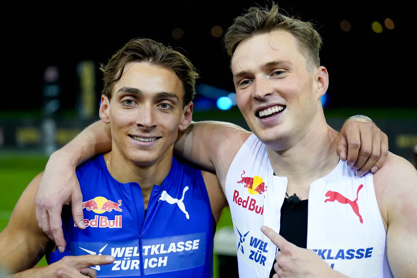 Armand Duplantis (vasakul) ja Karsten Warholm.