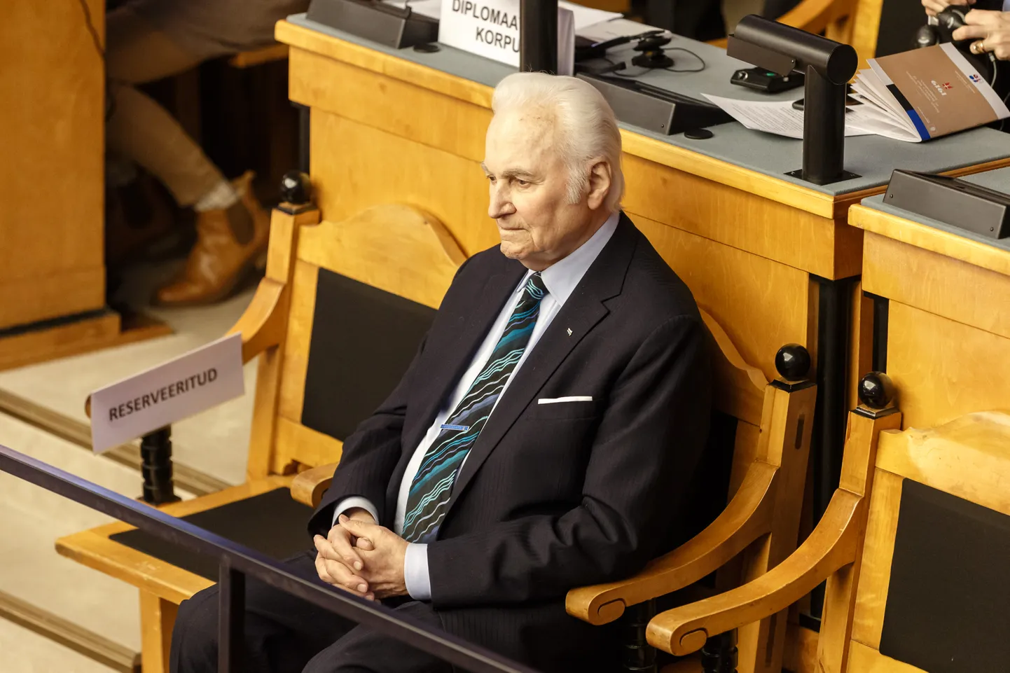 Arnold Rüütel (10.05.1928–31.12.2024) riigikogu istungil 2019. aastal.