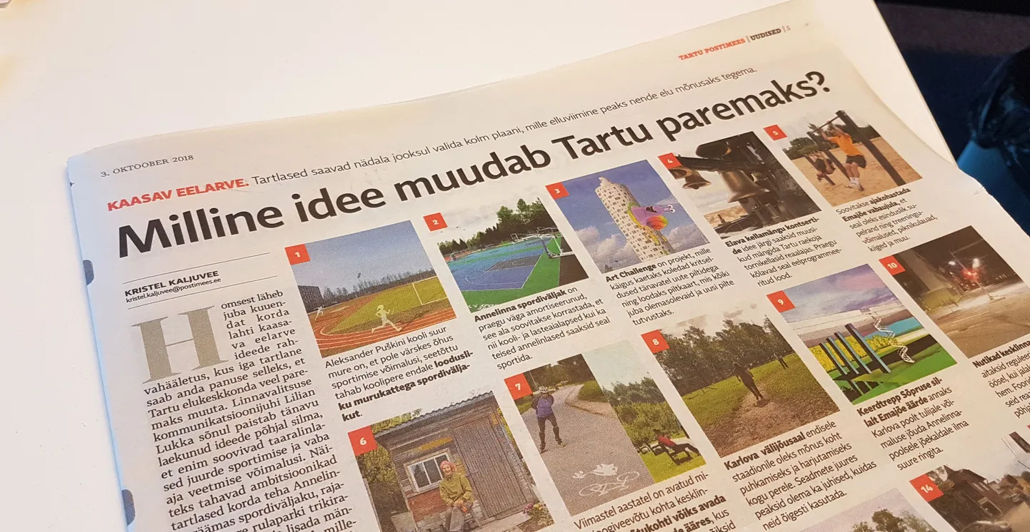 Tartu Postimees andis lõpphääletusele jõudnud ideedest ülevaate kolmapäeval.