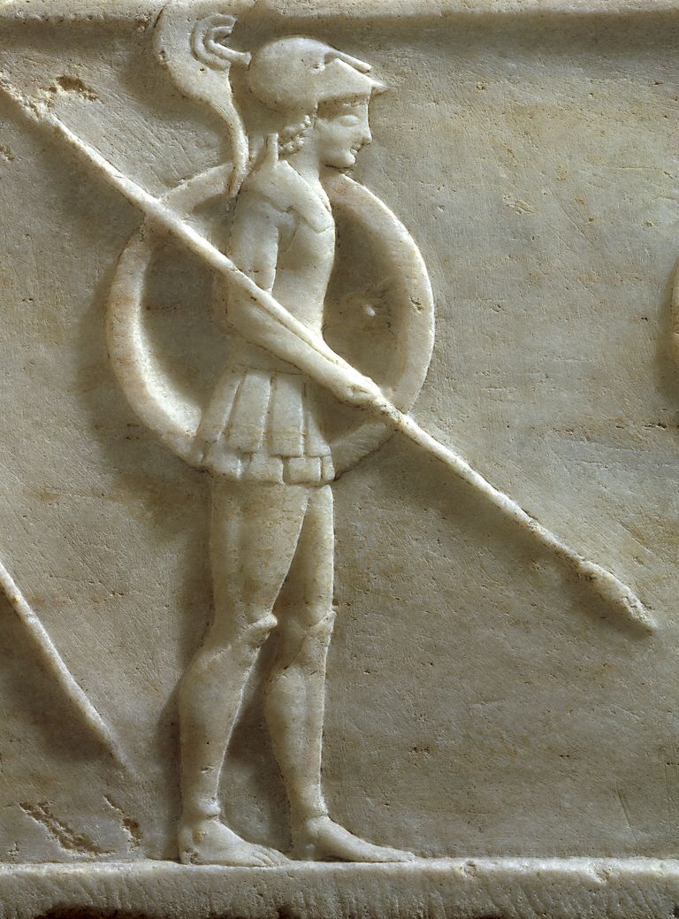 Reljeef, millel on kujutatud Vana-Kreeka sõdalast