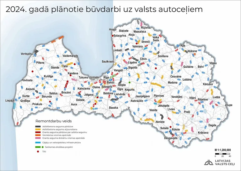Карта Латвийского департамента дорог.