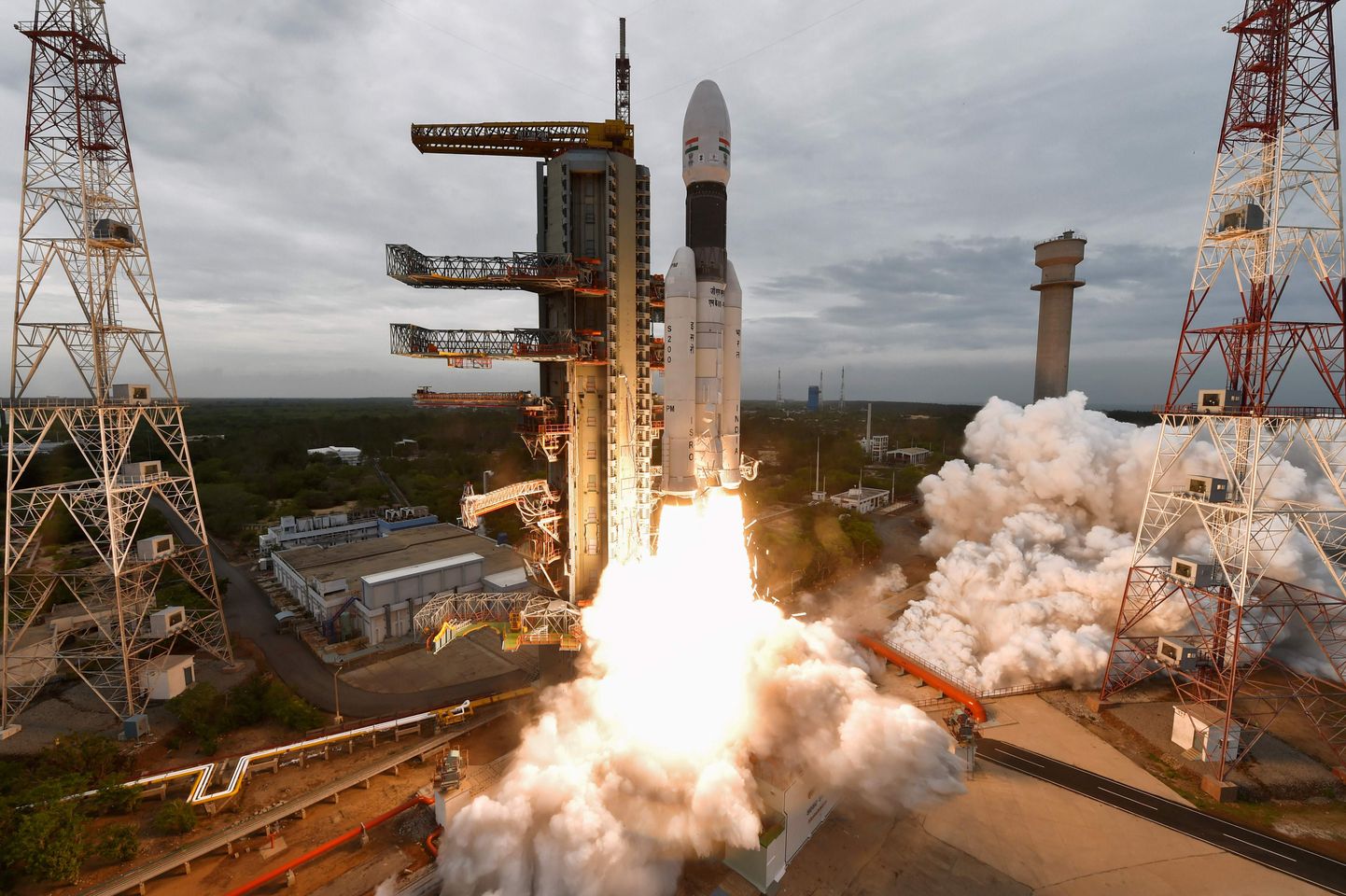 Indijas kosmosa kuģa Chandrayaan-2 pacelšanās.
