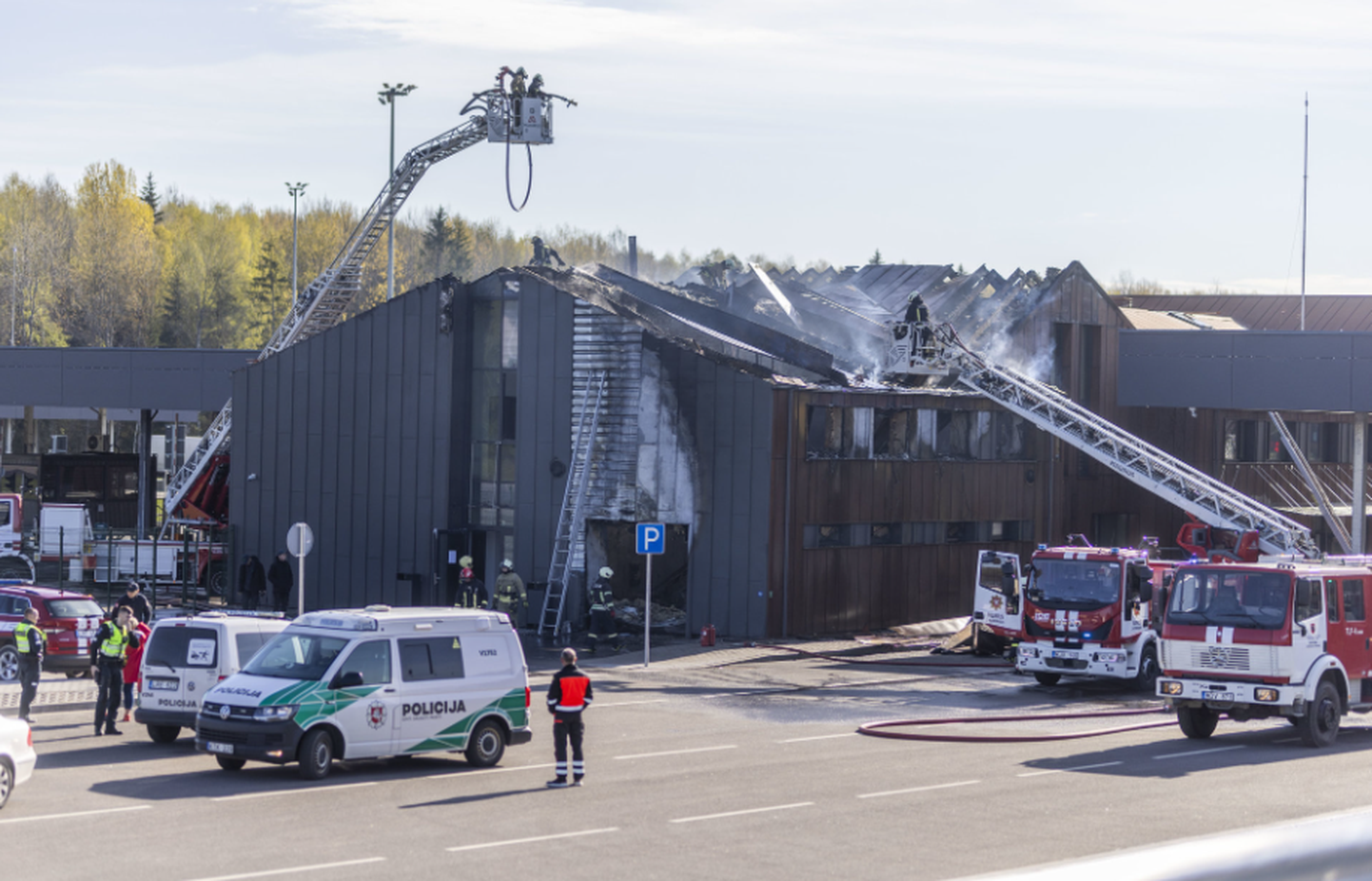Пожар на КПП "Мядининкай" в Литве