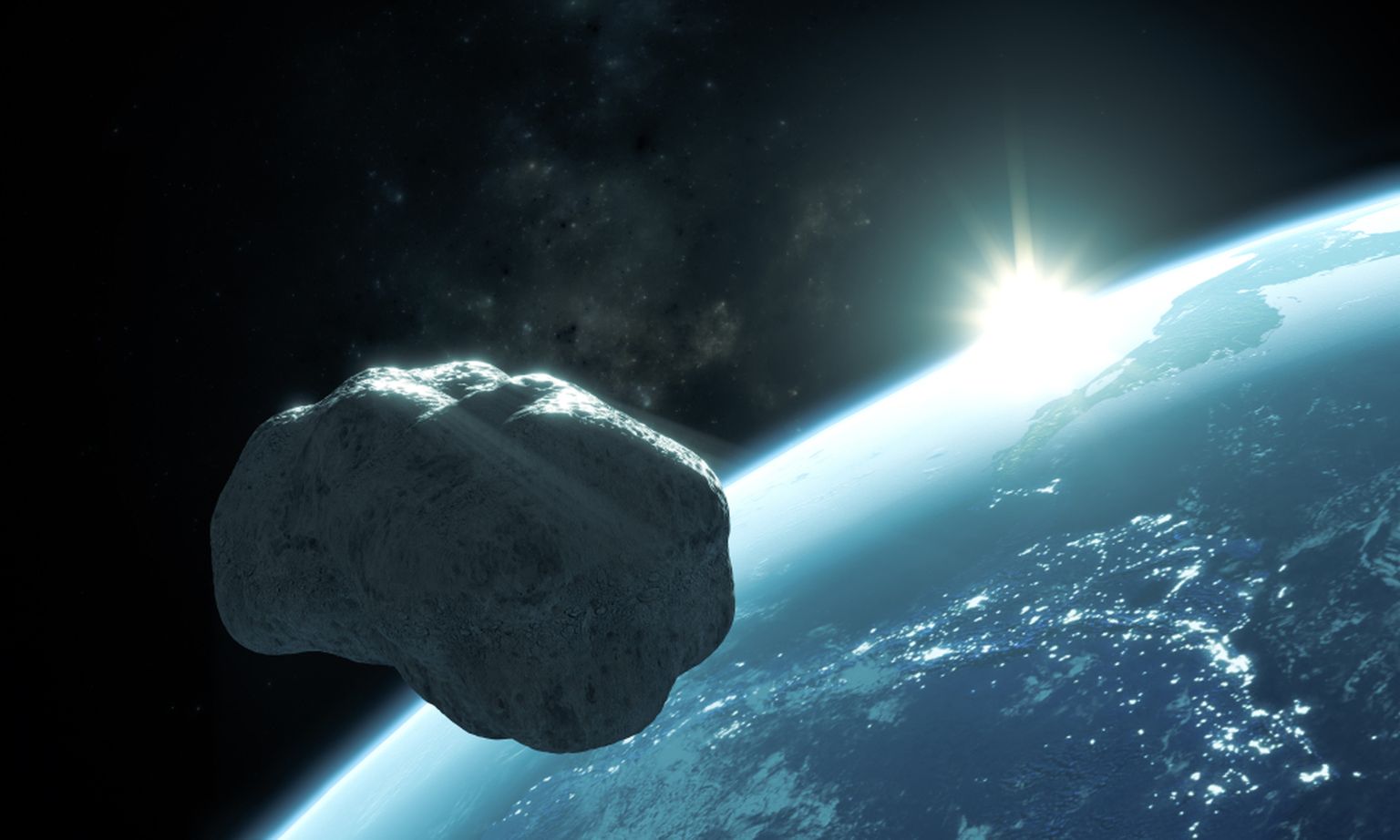 Kunstniku nägemus asteroidi Apophis möödumusest Maast. See kosmiline sündmus leiab aset aastal 2029.