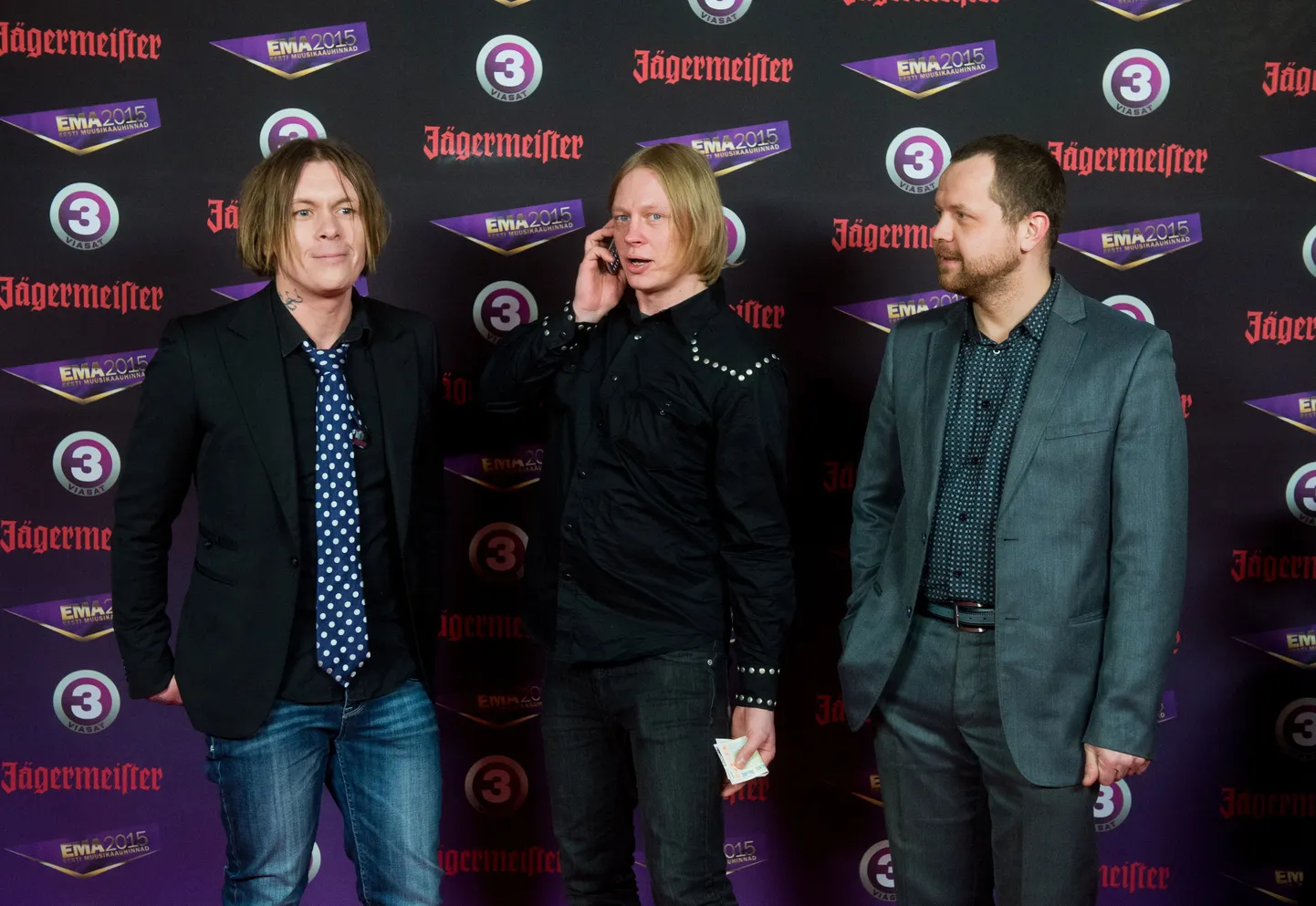 Super Hot Cosmos Blues Bandil oli põhjust käia 15. jaanuaril 2015 Eesti muusikaauhindade galal. Vasakult: Janno Reim, Mati Sütt ja Ilja Sharapov. Pildilt on puudu bändi neljas liige Erki Reim.
