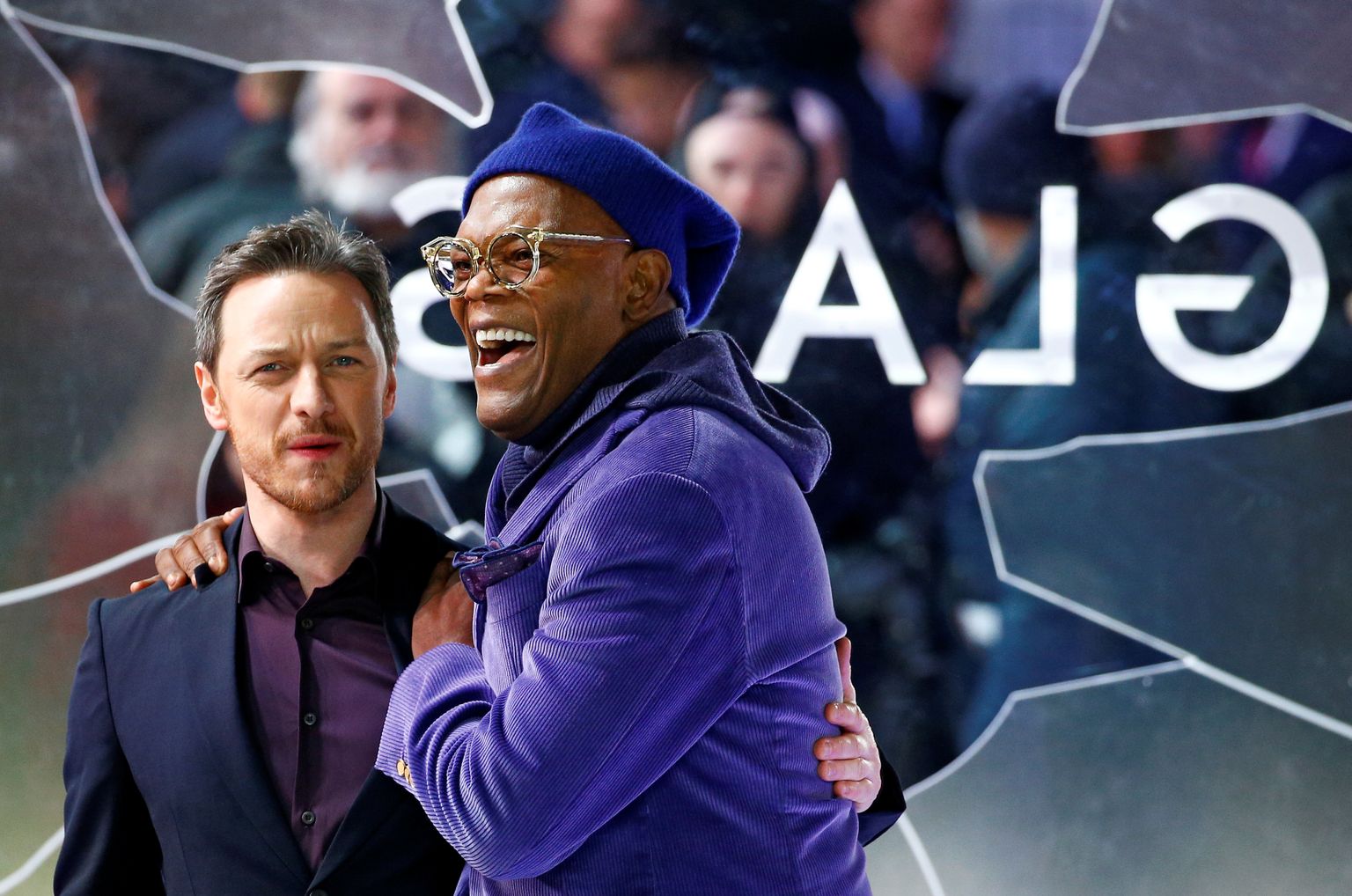Actors Samuel L. Jackson and James McAvoy attend the European premiere of "Glass" in London, Britain January 9, 2019. REUTERS/Henry Nicholls