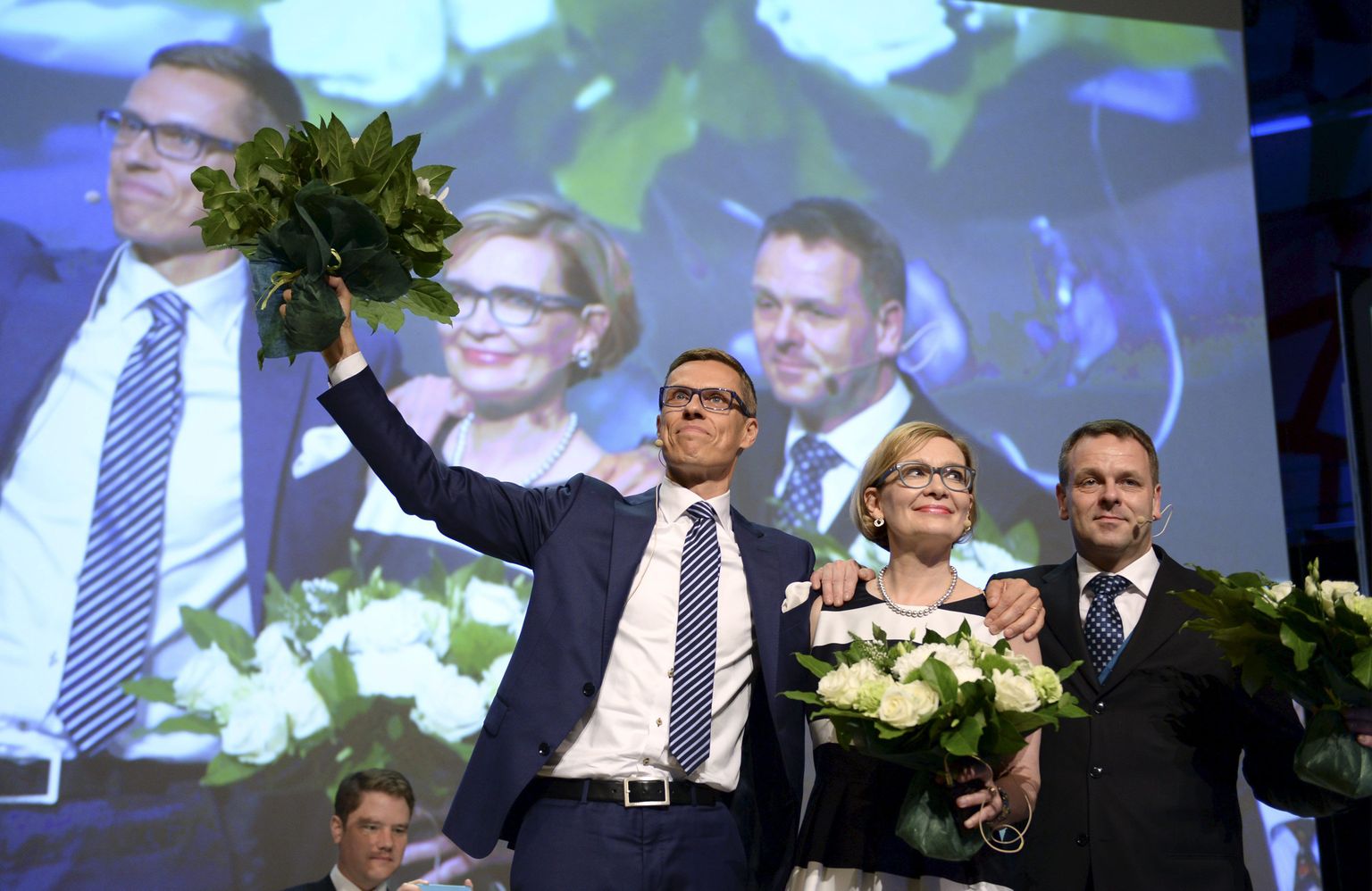 Alexander Stubb (vasakul), Paula Risikko ja Jan Vapaavuori 14. juunil Lahtis toimunud Koonderakonna kongressil, kus kõik kolm pürgisid erakonna juhiks.