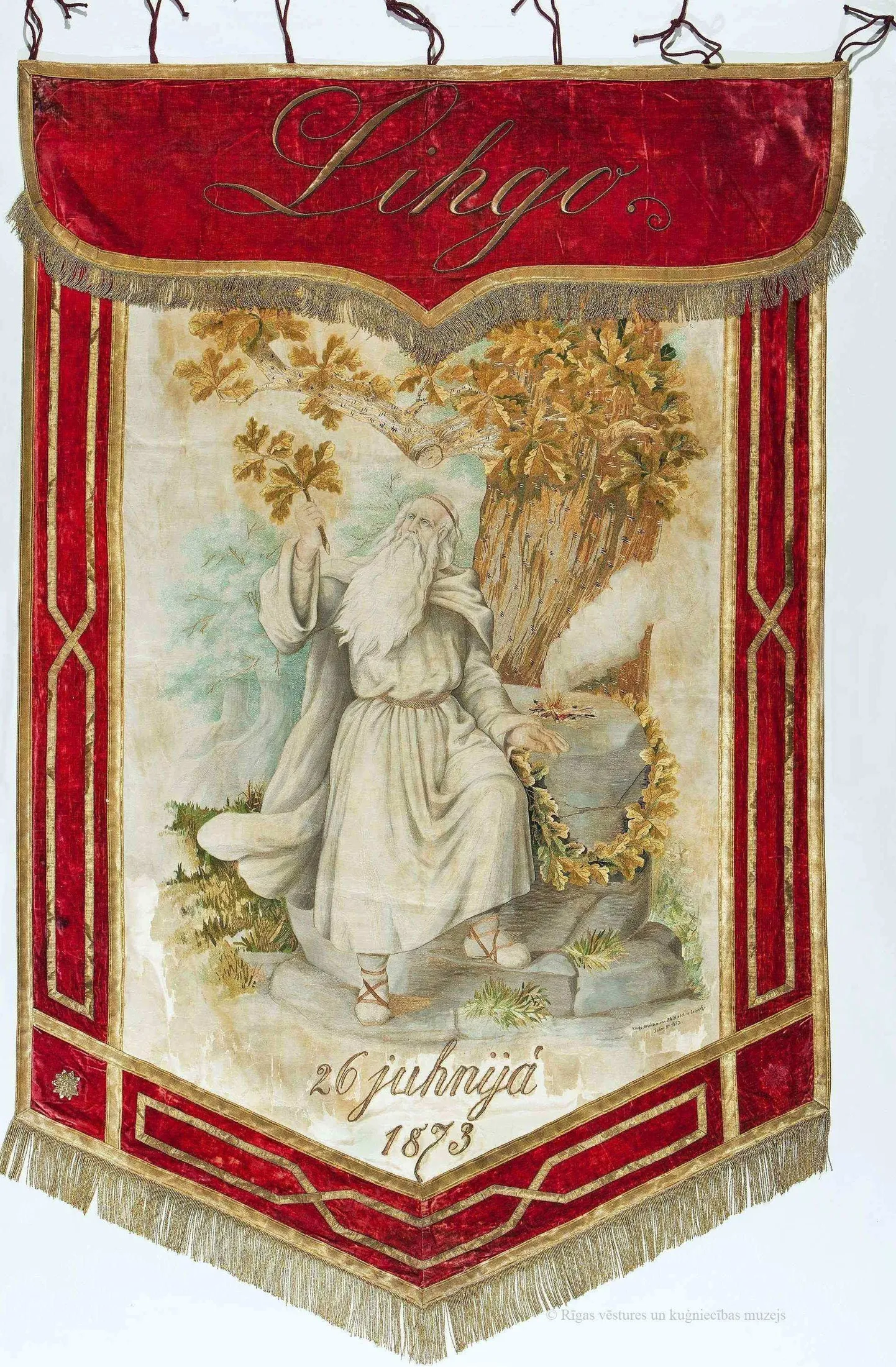 Dziesmusvētku relikvija - Līgo karogs. 1873. gads.
