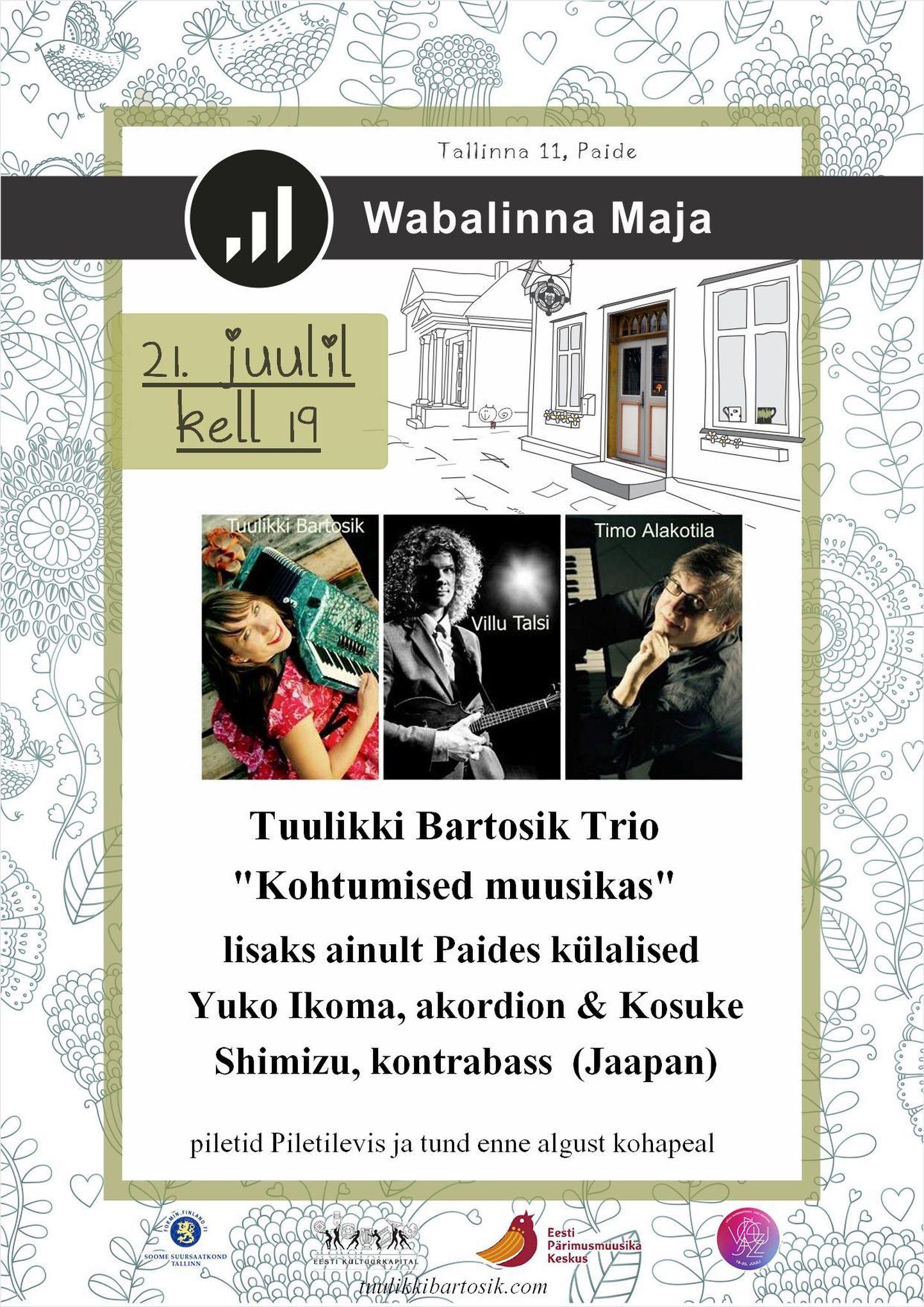 Tuulikki Bartosik Trio suvekontserdi plakat