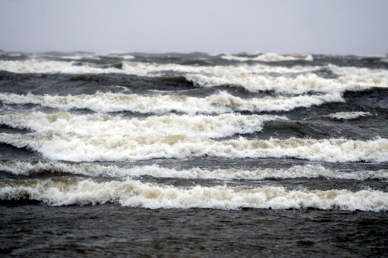 During a sea storm near Jaunkemeri.