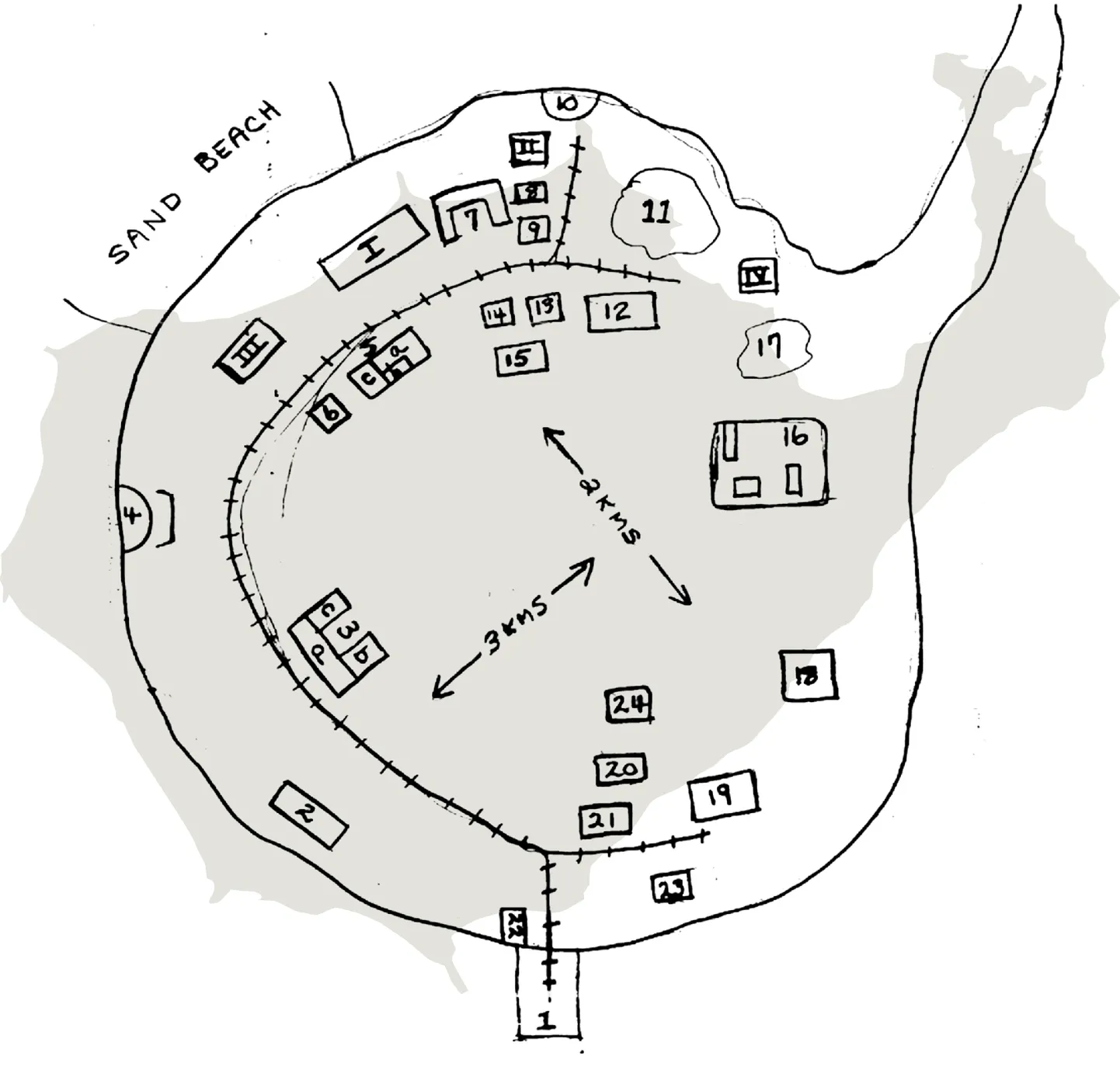 Карта острова Аэгна - из рассекреченного архива ЦРУ.