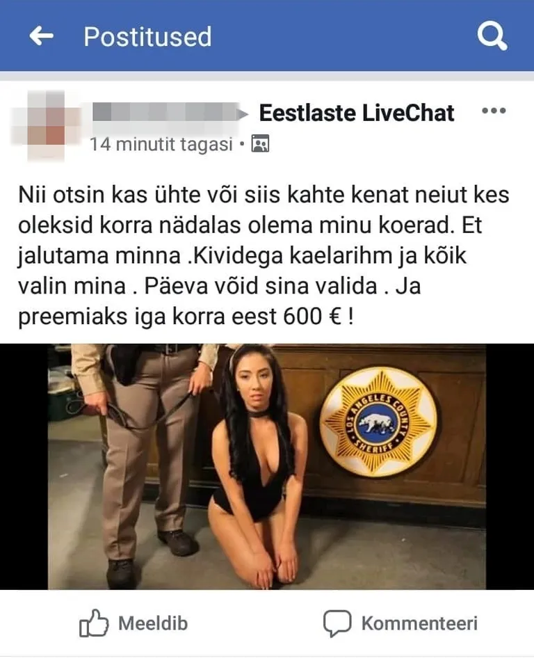 Mees otsib Facebookis kenasid neiusid, kellega jalutamas käia.