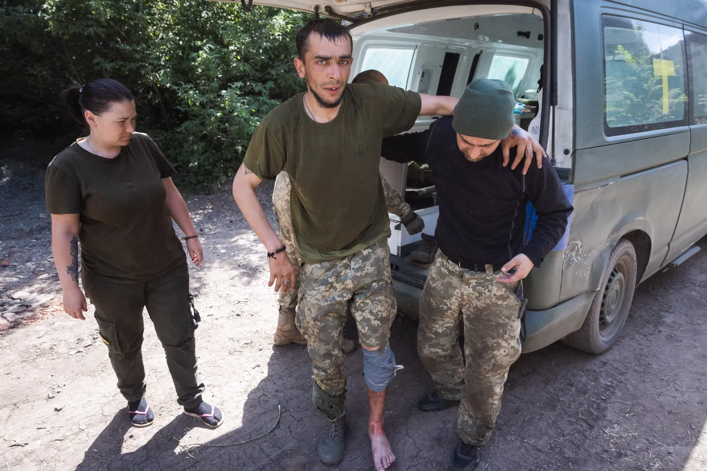Ukraina armee 57. brigaadi stabiliseerimispunkt Bahmuti lähistel Donetski rindel.