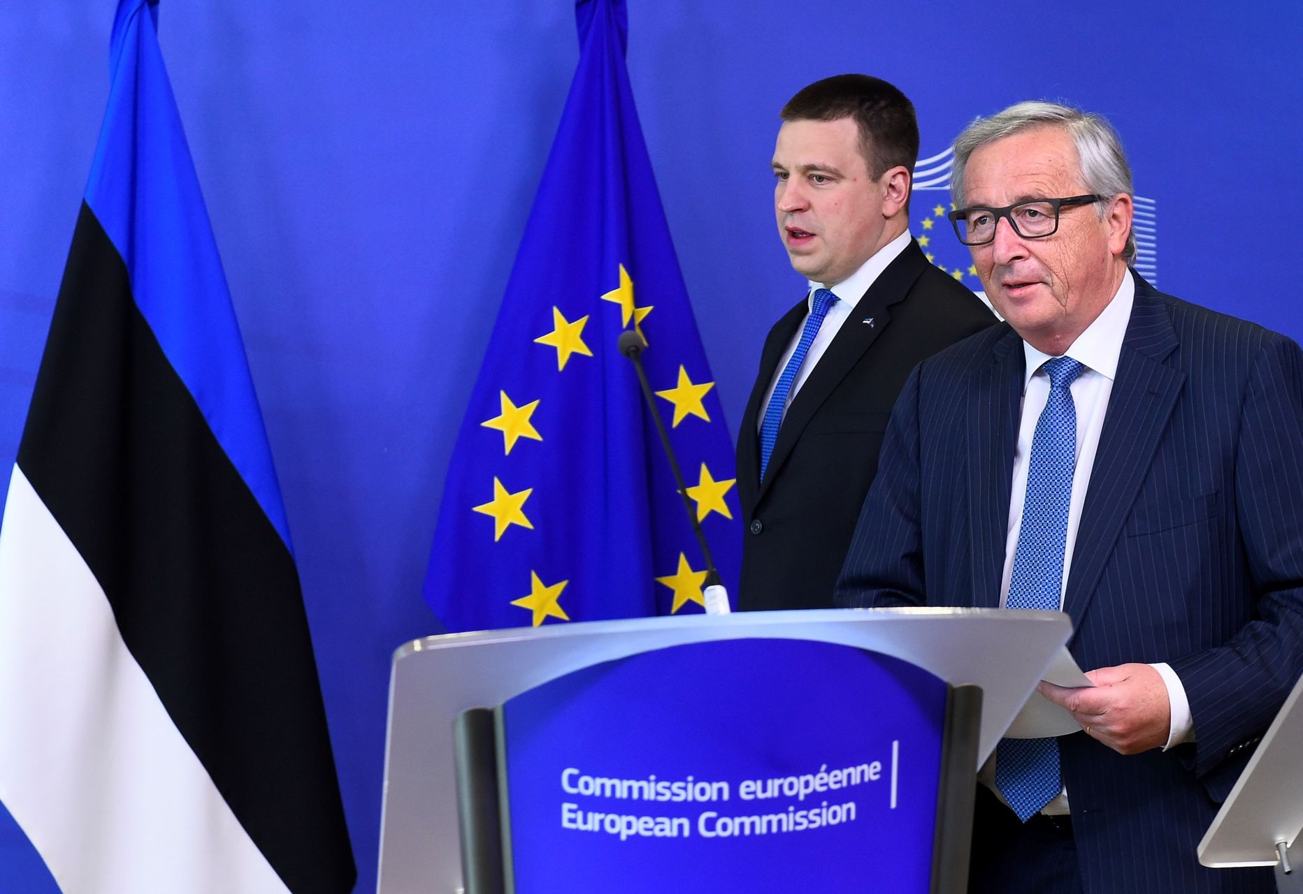 Eesti peaminister Jüri Ratas (vasakul) ja Euroopa Komisjoni president Jean-Claude Juncker