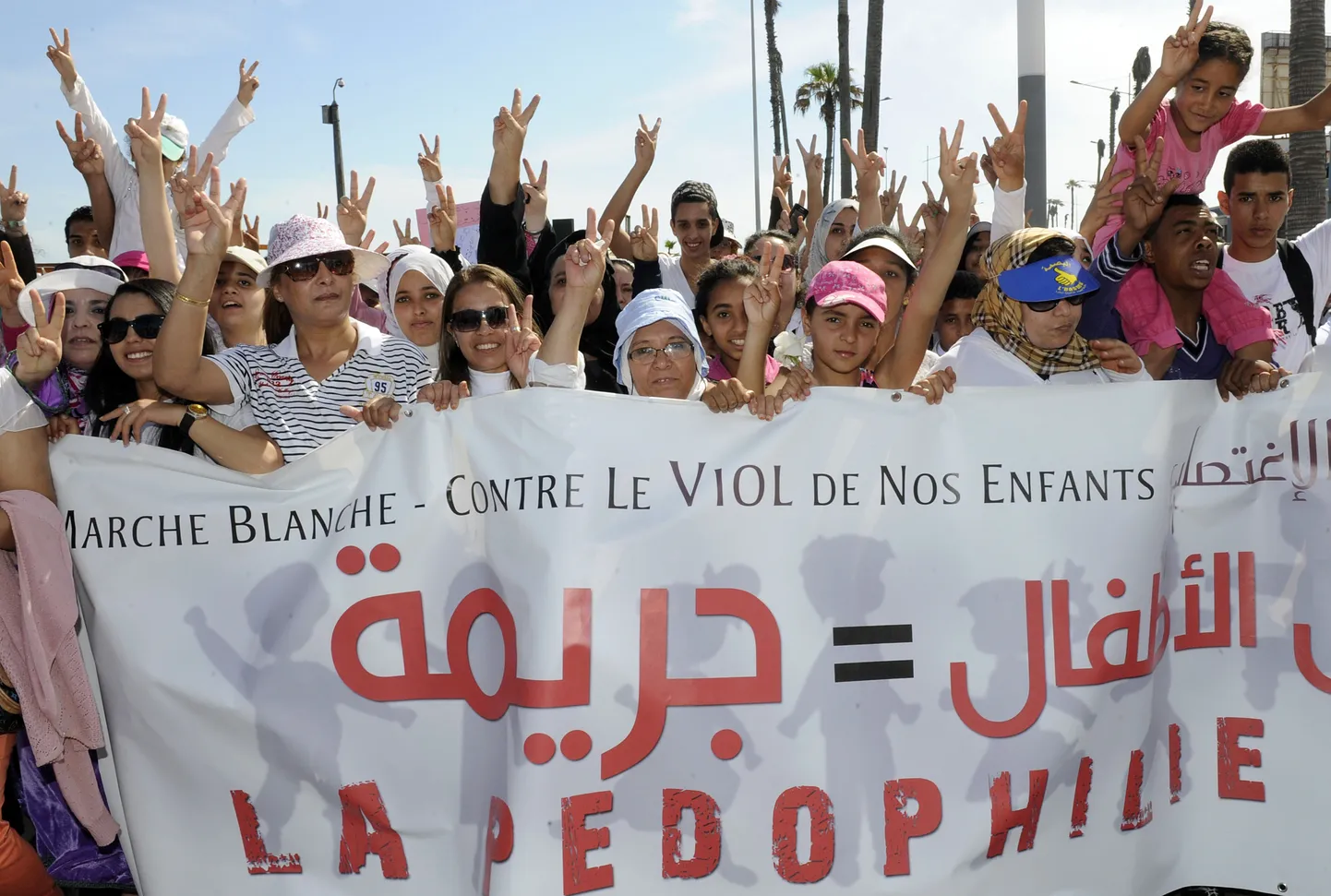 Marokolased laste seksuaalse ärakasutamsie vastasel meeleavaldusel Casablancas.