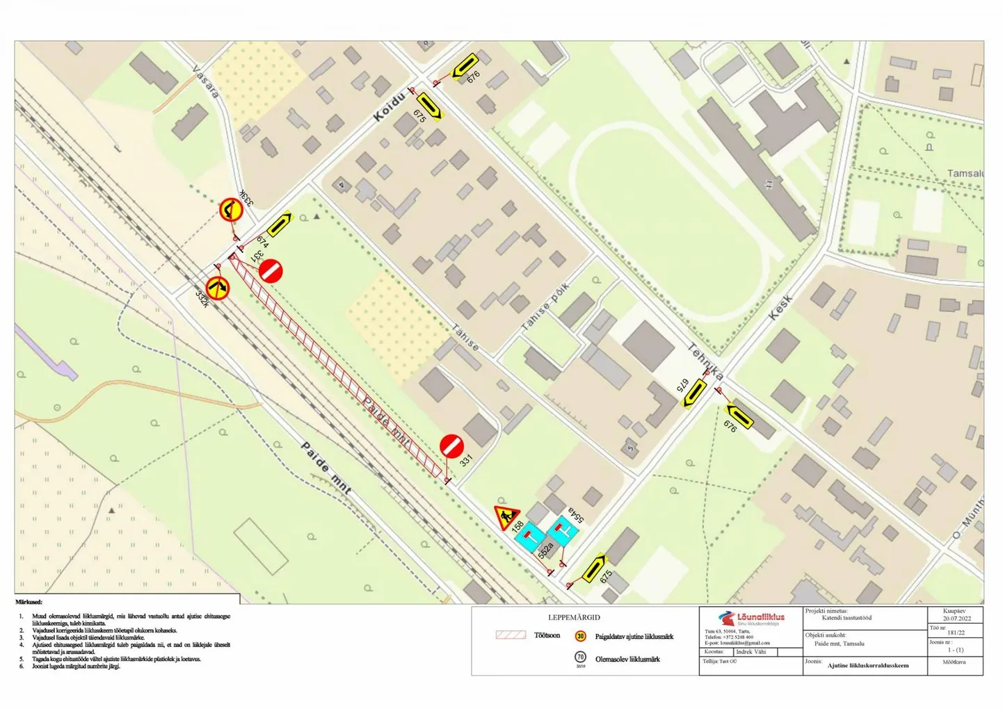 Teeremont Tamsalus. Remonditav lõik on markeeritud punasega.