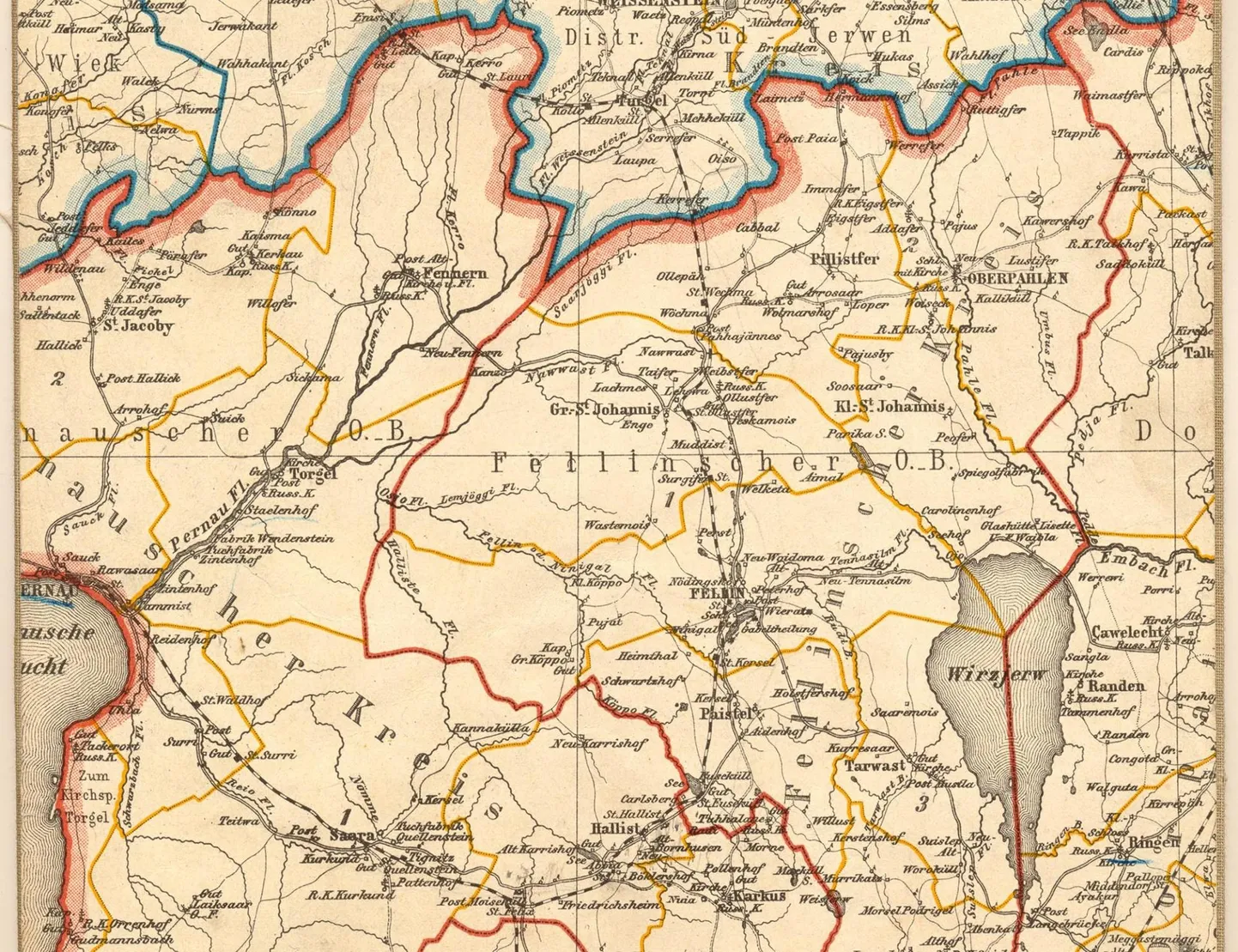 Väljavõte 1908. aastal väljaantud kaardist muuseumi arhiivkogus