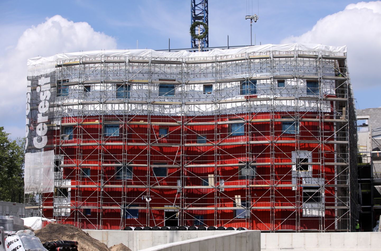 Paula Stradiņa Klīniskās universitātes slimnīcas jaunās A2 korpusa ēkas būvniecības darbi.