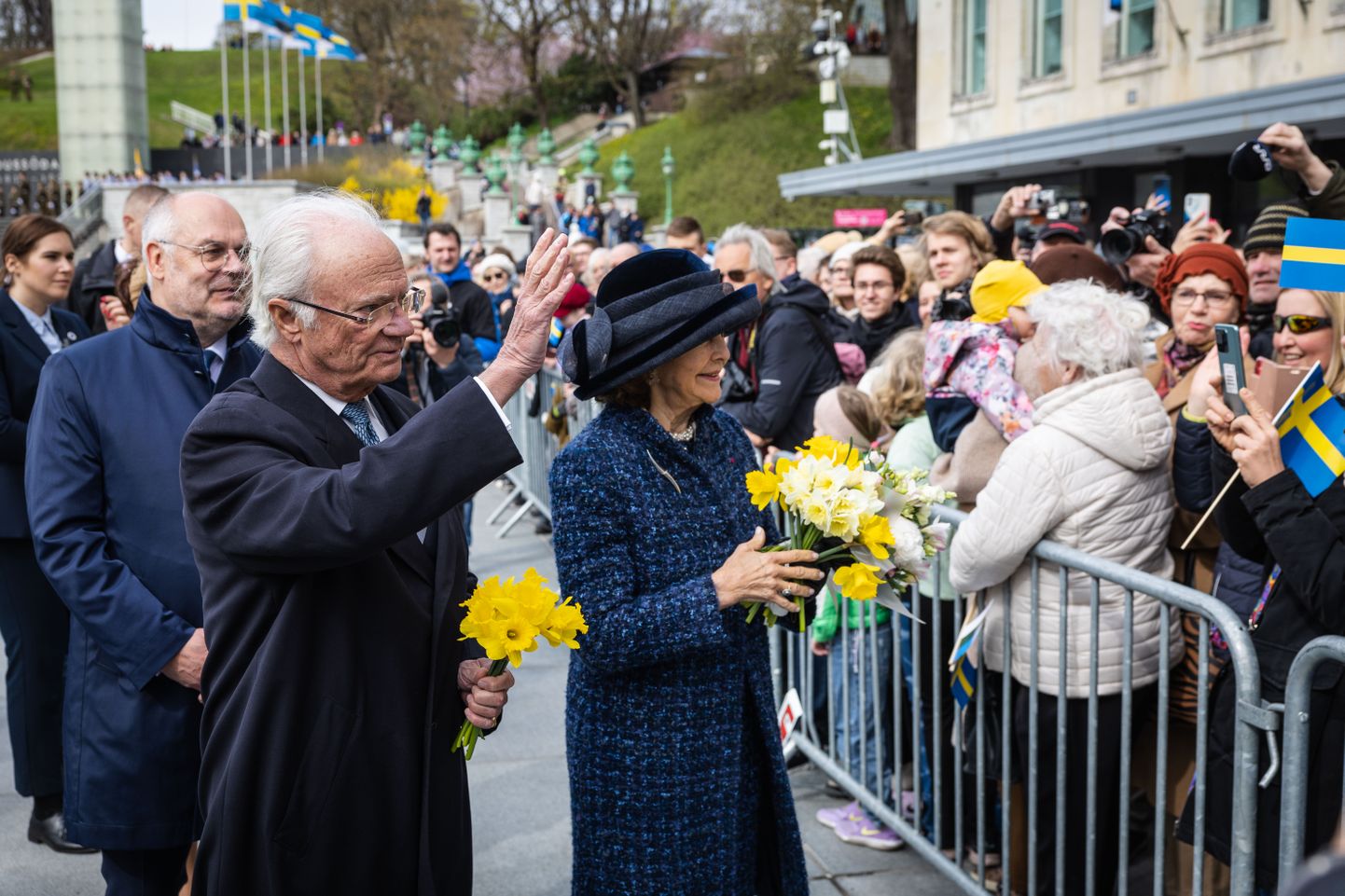 Rootsi kuninga tervitustseremoonia Vabaduse väljakul.