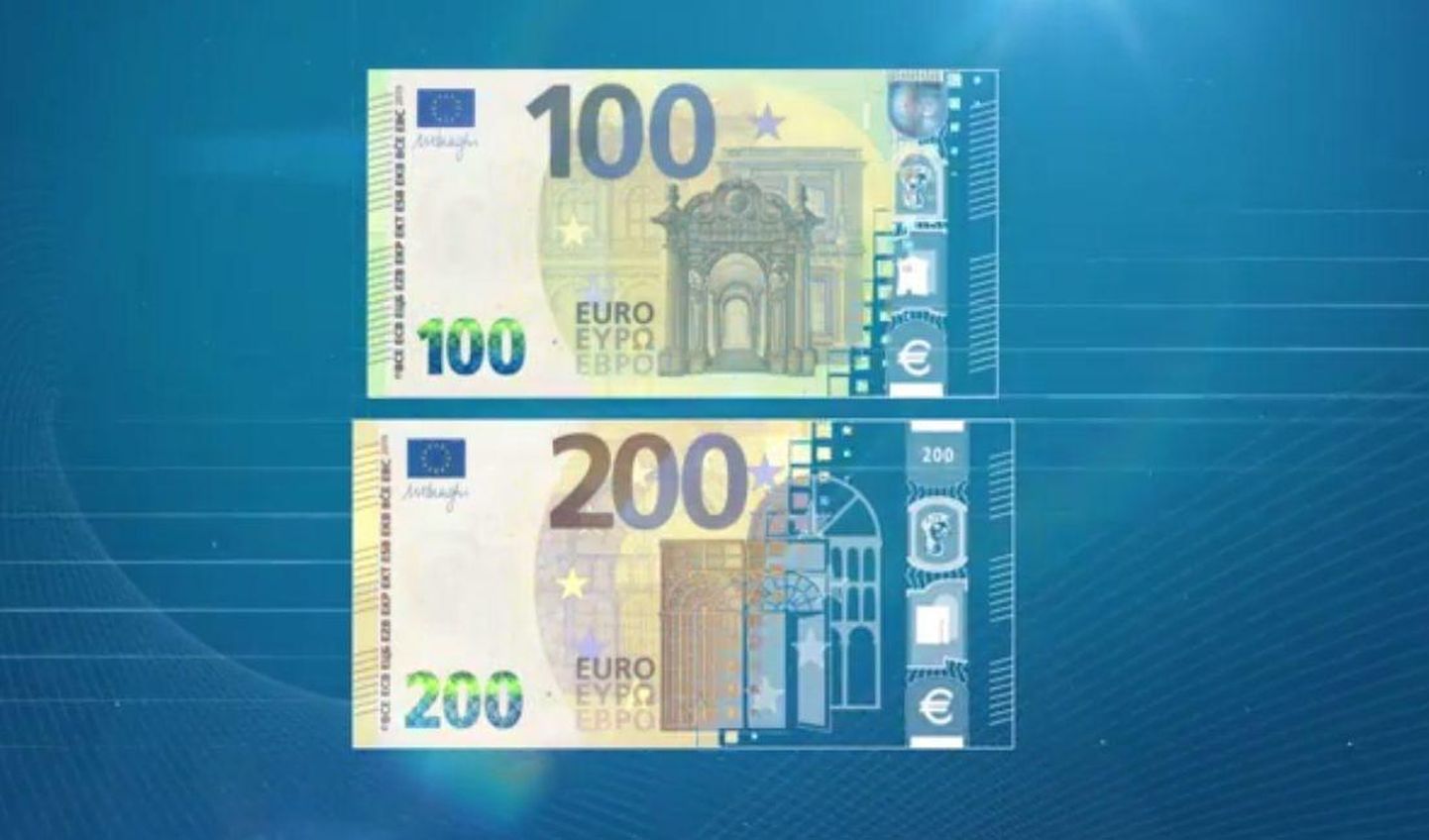 Euroopa Keskpank avalikustas 100- ja 200-eurose pangatähe uue kujunduse.