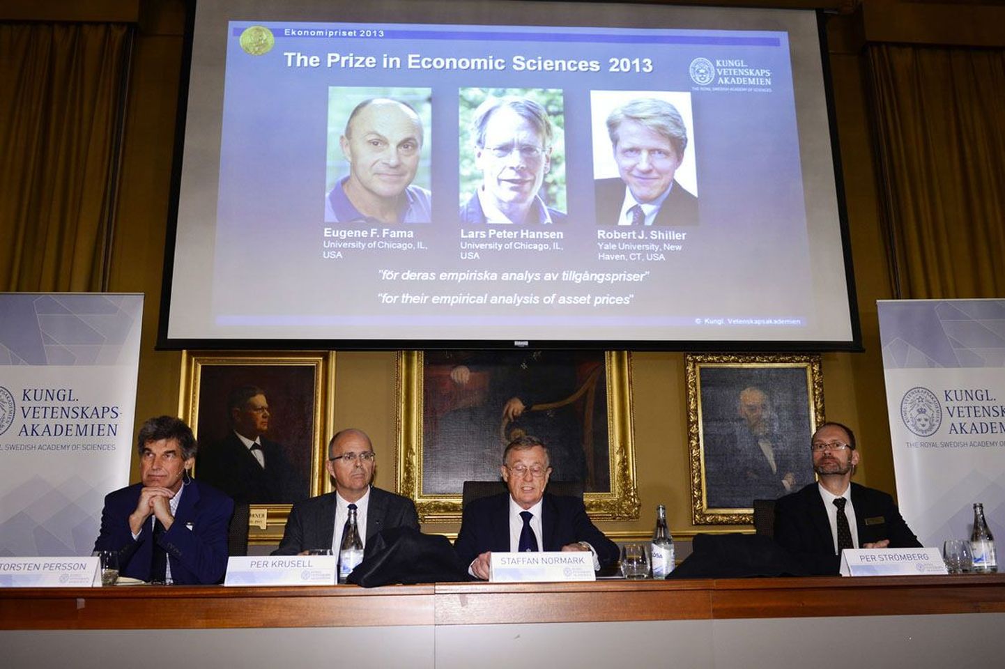 Rootsi Kuninglik Akadeemia kuulutas eile, et Nobeli majandusauhinna saab kolm USA teadlast: Eugene F. Fama ja Lars Peter Hansen Chicago ning Robert J. Shiller Yale’i Ülikoolist.