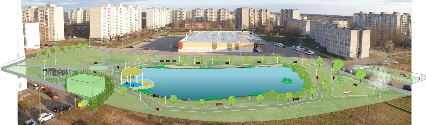 Sellisena peaks tulevikus nägema välja tiigiga Paju park, mis rajatakse Narvas suurte korterelamute naabrusesse Rakvere tänavale.
