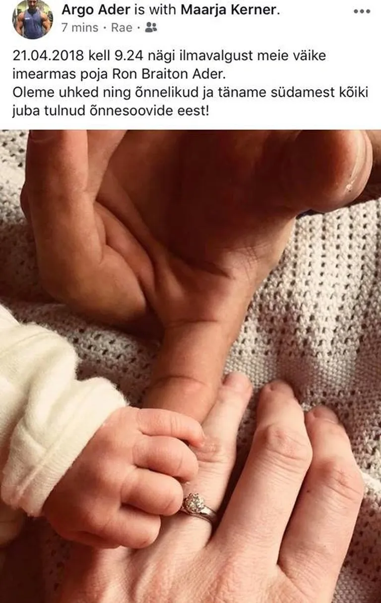 Argo Aderi perekonda sündis pisipoeg